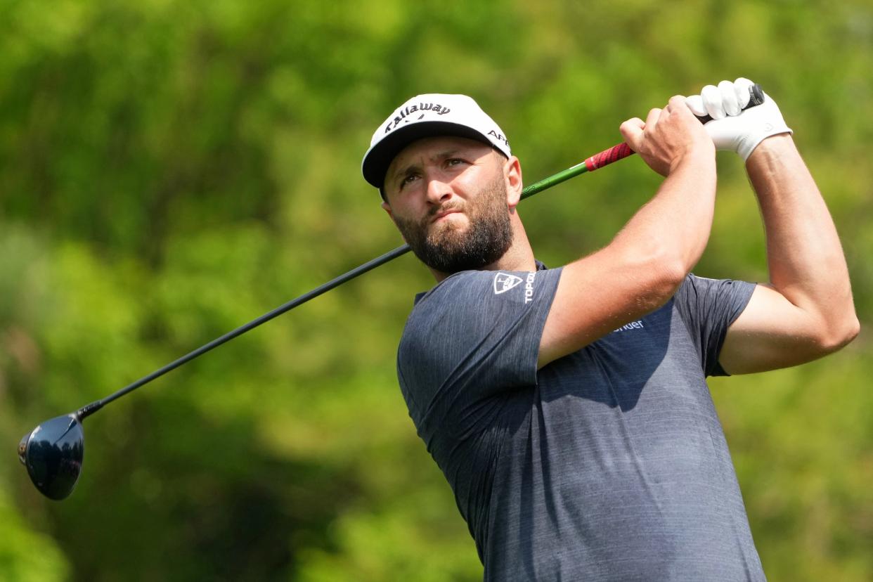 Jon Rahm is in a three-way tie for the Masters lead with Viktor Hovland and Brooks Koepka.