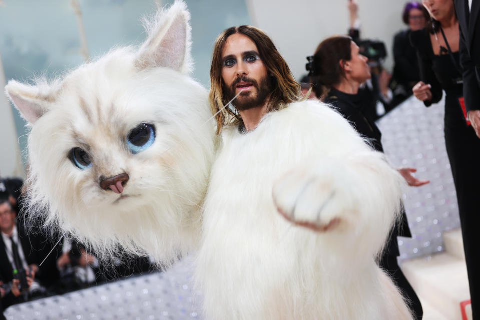 Jared Leto, cat costume, with gala, choupette, 