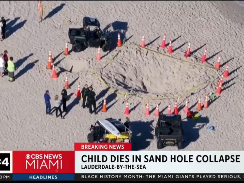 Sloan Mattingly died last week after becoming trapped in a collapsed sand hole (Screengrab/CBS News Miami)