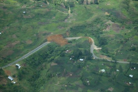 Damage caused by an earthquake in Papua New Guinea is seen in this handout image released March 7, 2018.  MAF International/Handout via REUTERS.