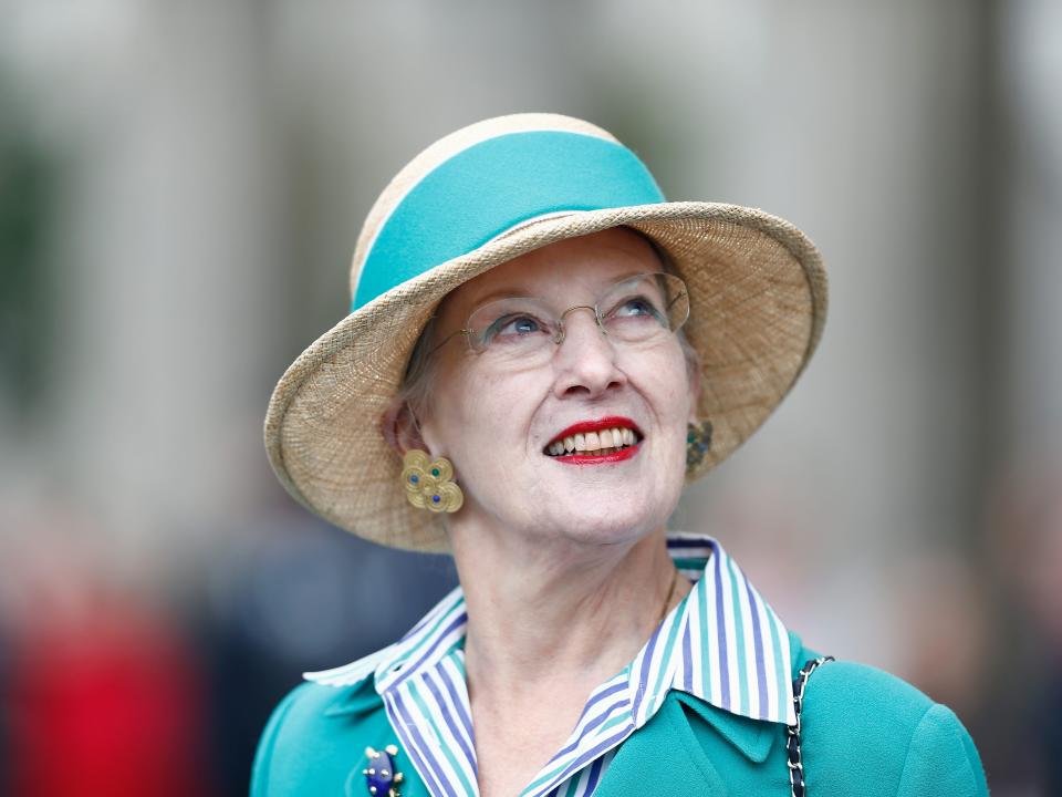 Queen Margrethe II of Denmark smiles during a visit to Brandenburg Gate on September 10, 2014 in Berlin, Germany. Queen Margrethe is in Berlin on a two-day visit.