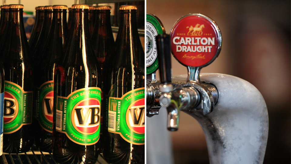 Carlton Draught and VB have been sold to Asahi. Images: AAP