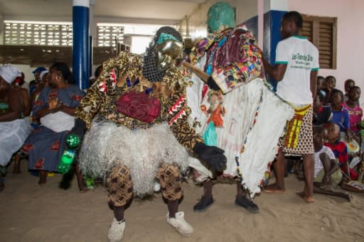 A special voodoo fetish ceremony is held in Cotonou to encourage Benin's Africa Cup of Nations team after they reached the quarter-finals for the first time in their history