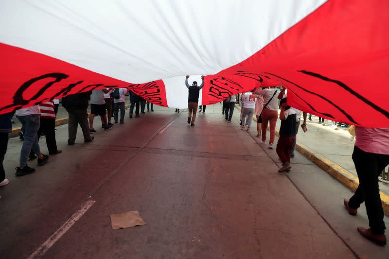 Candidate for presidency of Peru Castillo presents his government plan, in Lima