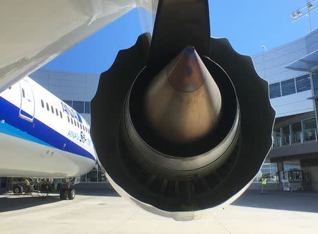 A Rolls-Royce engine is seen on a Boeing 787-9 Dreamliner owned by ANA Holdings Inc. in Everett, Washington, U.S. August 17, 2016. REUTERS/Alwyn Scott