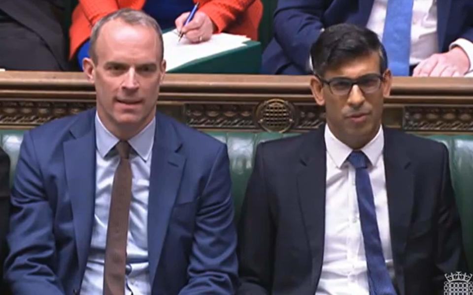 Rishi Sunak is facing calls to suspend Dominic Raab from his Cabinet jobs - House of Commons/PA Wire