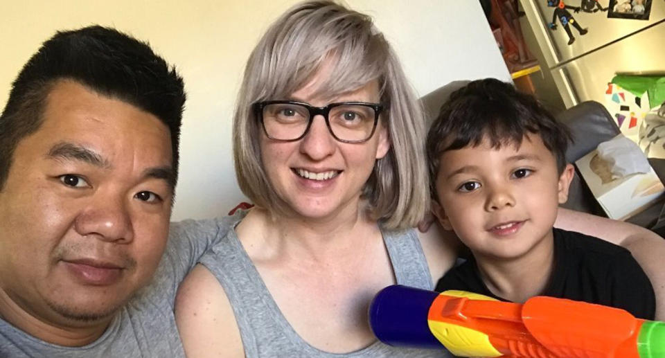 A family photo of Alf Nguyen, his wife Rita McCulloch and his five-year-old son Chauncey.