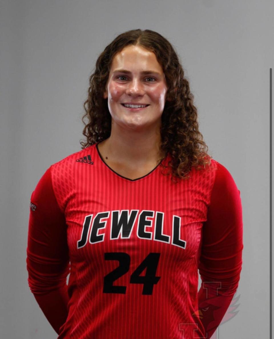 Highland High School graduate Bella LaPorta enjoyed a strong sophomore year for the William Jewel College volleyball program. She transformed from a role player as a freshman to a key piece in the Cardinals roster, starting all 28 matches as a sophomore in 2022 while ranking third overall in NCAA Division II in kills with 380.