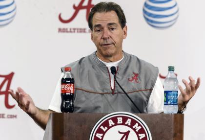 Nick Saban, presumably in reaction to a question about what a five-way tie in the SEC West would be like. (AP)