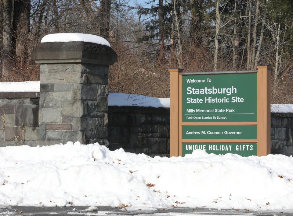 The entrance to Staatsburgh State Historic Site on December 21, 2020.