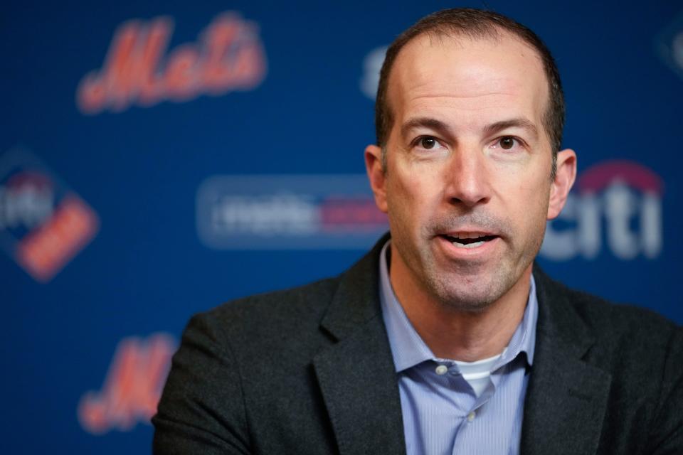 New York Mets general manager Billy Eppler speaks to reporters during a news conference at Citi Field, Tuesday, Jan. 31, 2023, in New York.