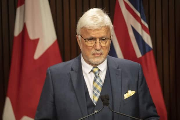 Chatham-Kent-Leamington MPP Rick Nicholls has been removed from the Progressive Conservative caucus after telling reporters he wouldn't take the shot. He was one of the two Progressive Conservatives who were told to get a COVID-19 vaccine by Thursday or get kicked out of caucus. (Chris Young/The Canadian Press - image credit)