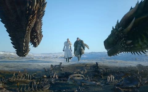 Jon and Dany approach the dragons - Credit: HBO