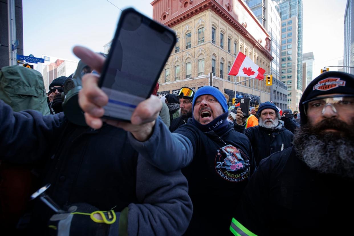 Police enforce an injunction against protesters near Parliament Hill on Feb. 19, 2022. (Evan Mitsui/CBC - image credit)