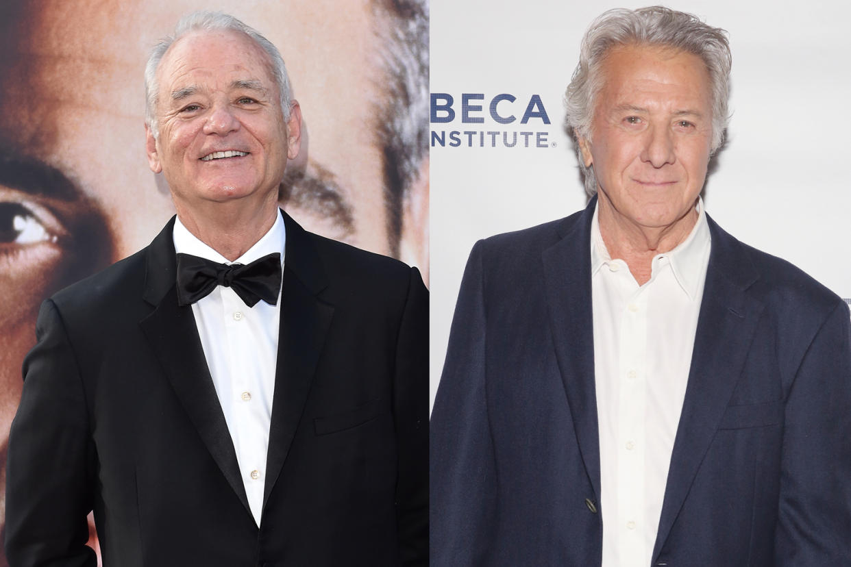 Bill Murray defends <em>Tootsie</em> co-star Dustin Hoffman over sexual harassment claims. (Photos: Getty Images)