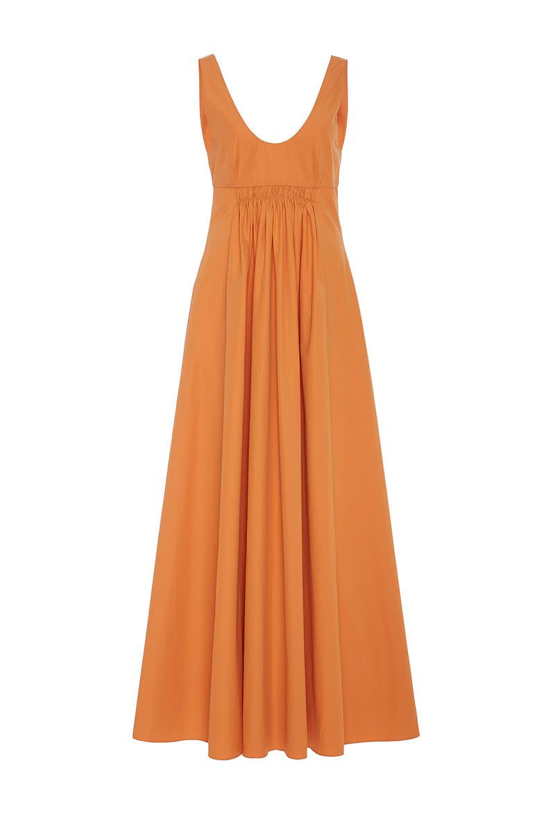 <p>Laurette empire line dress - £465</p><p><a class="link " href="https://www.modaoperandi.com/three-graces-london-pf19/laurette-shirred-cotton-poplin-maxi-dress" rel="nofollow noopener" target="_blank" data-ylk="slk:SHOP NOW;elm:context_link;itc:0;sec:content-canvas">SHOP NOW</a></p>