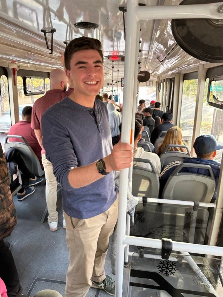 Mitch Radakovich of All Aboard Ohio travels by bus during a 2023 trip in Argentina.