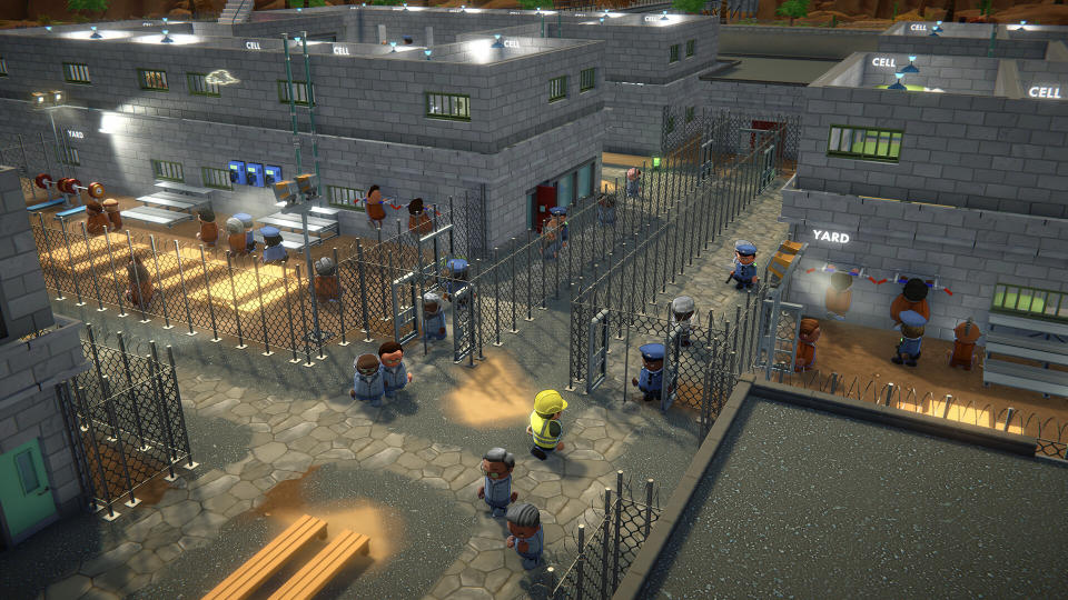 Prisoners gather in the yard