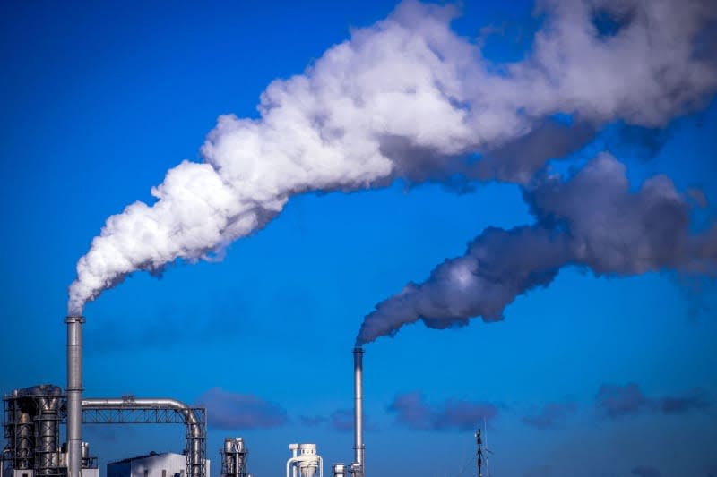 Smoke rises from chimneys of wood processing companies at the seaport of Wismar. Jens Büttner/dpa-Zentralbild/dpa