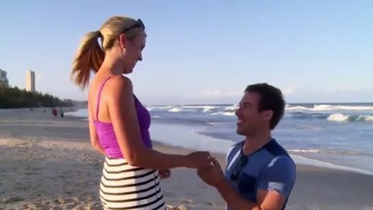 The beach proposal. Photo: Channel Seven
