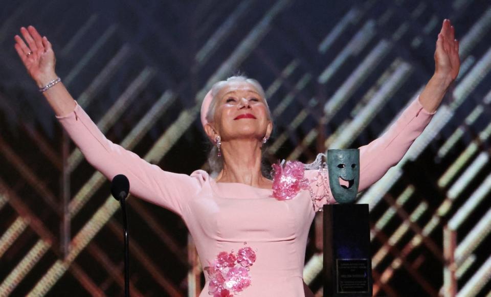 Helen Mirren receives the Lifetime Achievement Honoree at the 28th Screen Actors Guild Awards 2022 in Santa Monica, California (REUTERS)