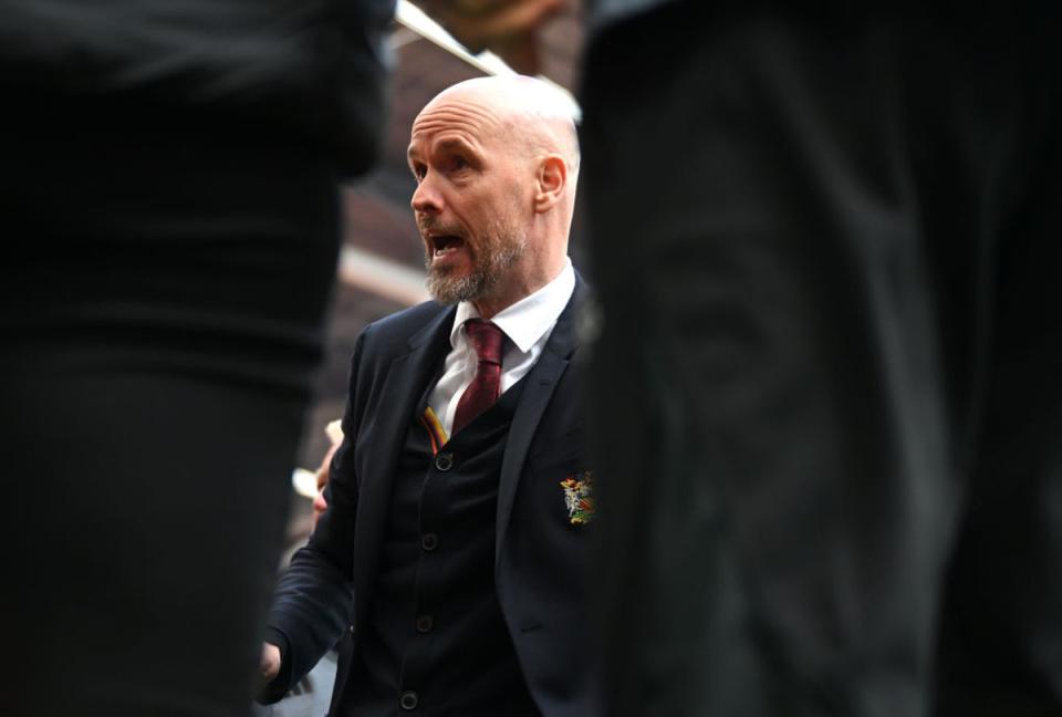 Ten Hag said criticism of his team was ‘embarrassing’ (The FA via Getty Images)