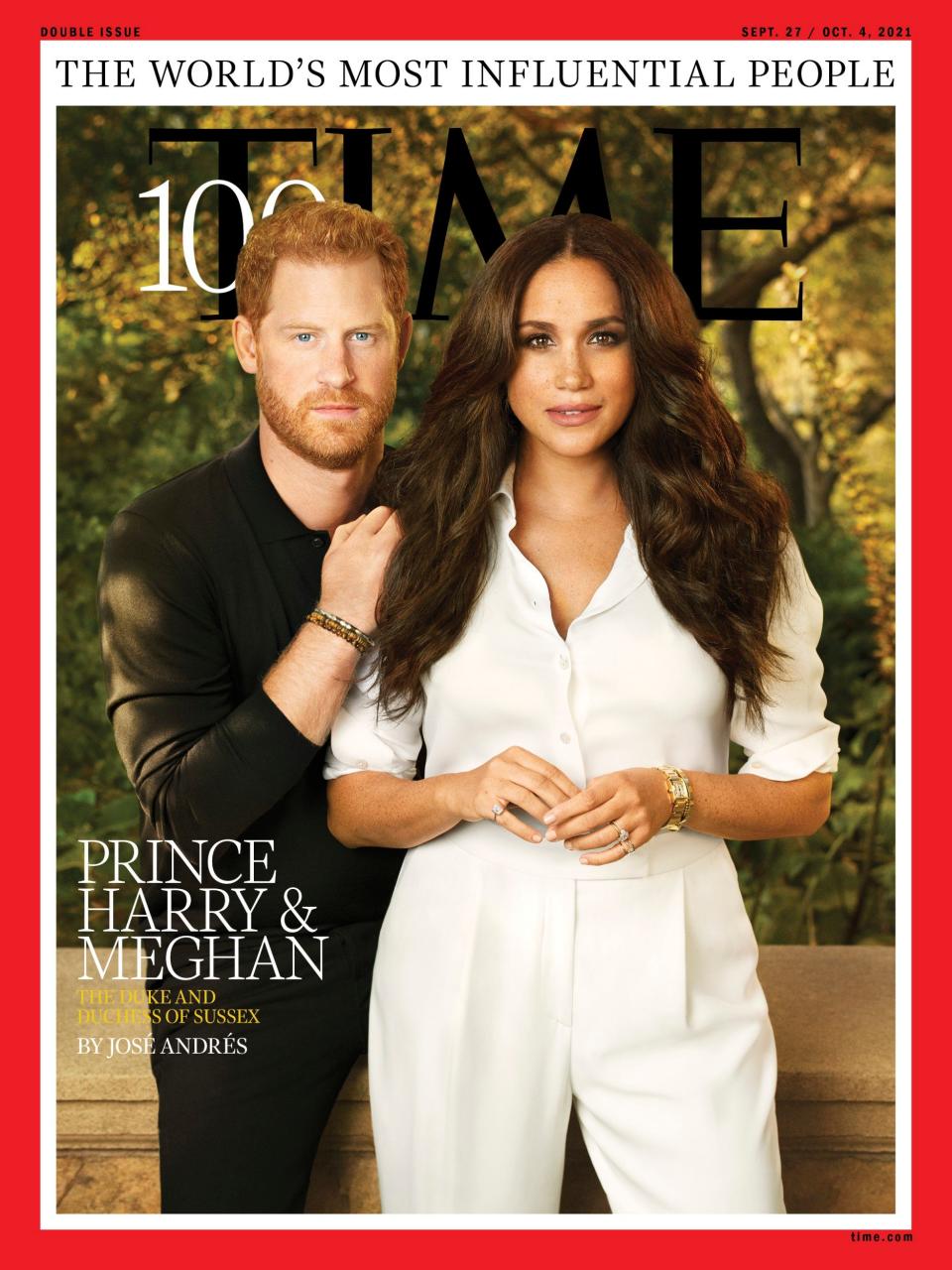 The portrait marks the first time the couple has formally posed for a magazine shoot cover together - TIME 100
