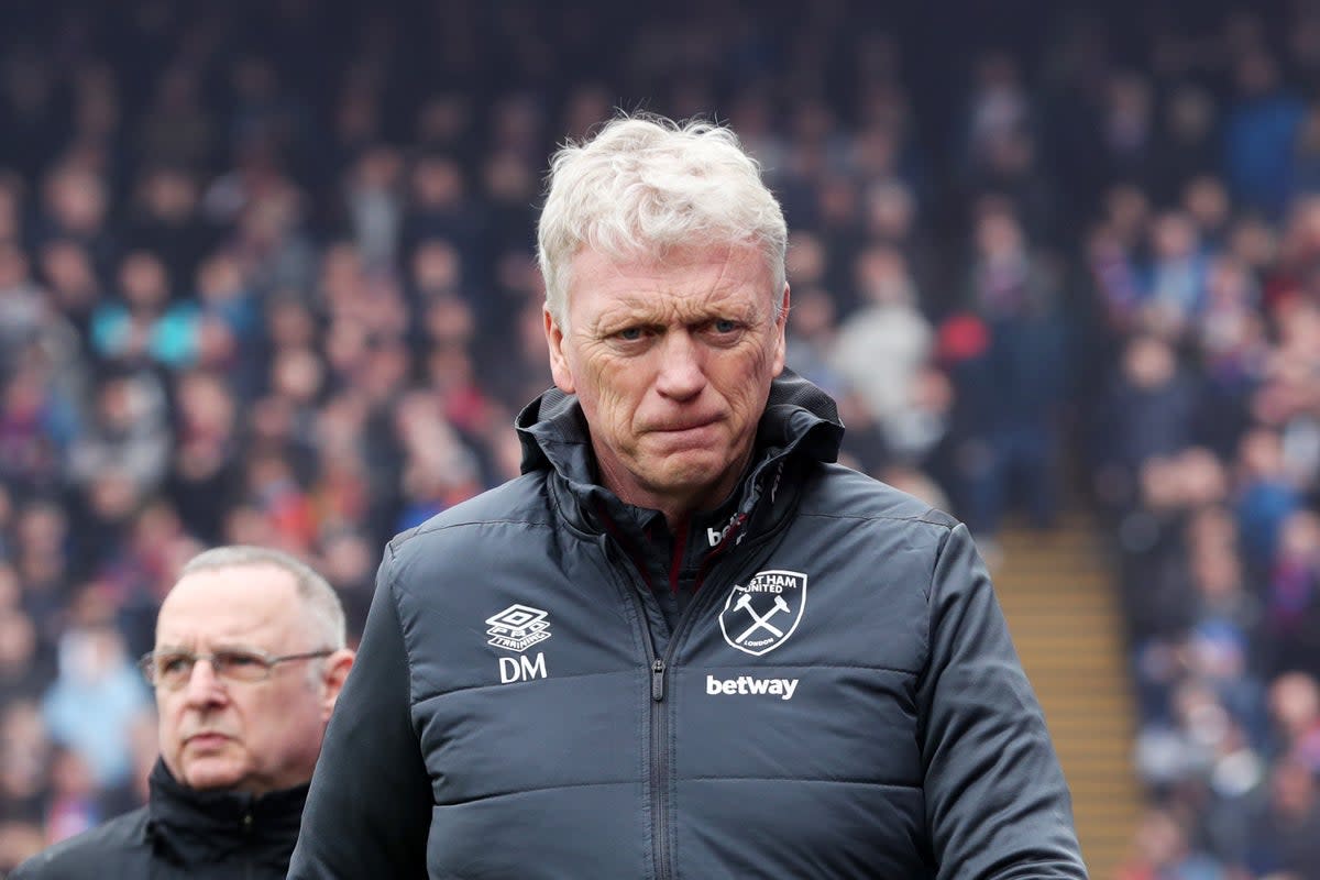 Embarrassed: David Moyes could not hide his anger after West Ham were thrashed by Crystal Palace (Getty Images)