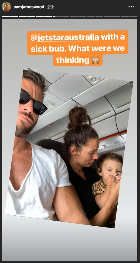 It’s fair to say Sam Wood and wife Snezana won’t be flying Jetstar again. Source: Instagram/Sam Wood