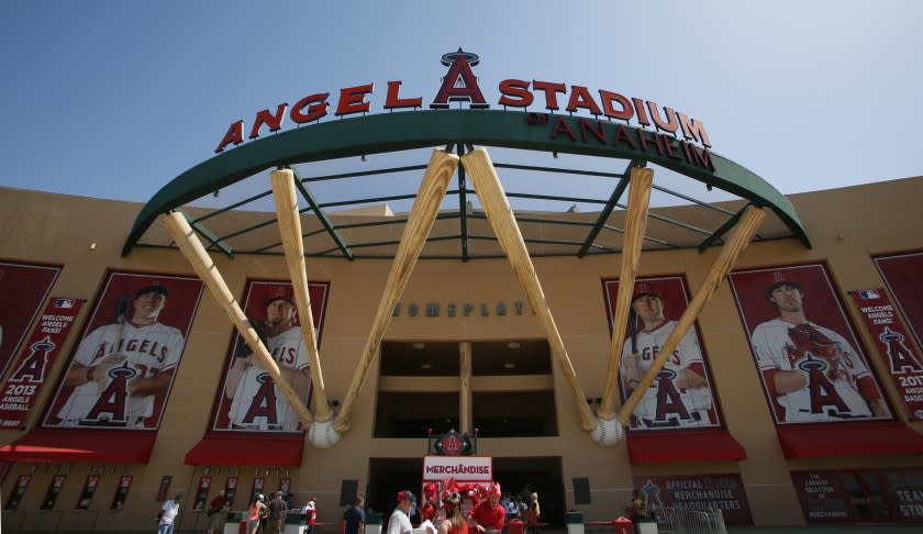 The Angels, frustrated by talks with Anaheim over plans to keep the team at Angel Stadium, above, have met with the developer of the Orange County Great Park property to see whether the construction of a new ballpark might be feasible on the Irvine site.