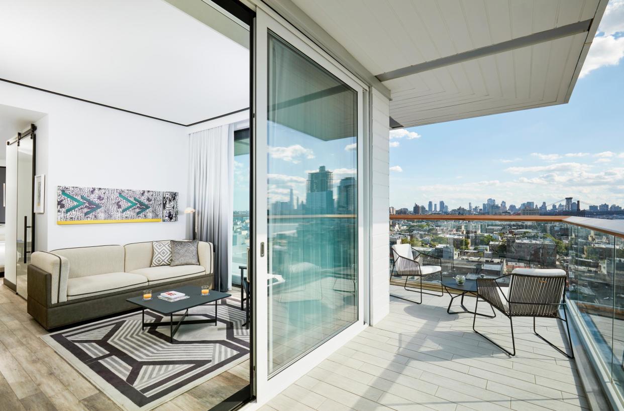 A corner suite at The William Vale comes with blockbuster views of Manhattan: The William Vale