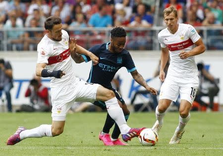 Football - VfB Stuttgart v Manchester City - Pre Season Friendly - The Mercedes-Benz Arena, Stuttgart, Germany - 1/8/15 VfB Stuttgart's Christian Gentner in action with Manchester City's Raheem Sterling Action Images via Reuters / John Marsh Livepic