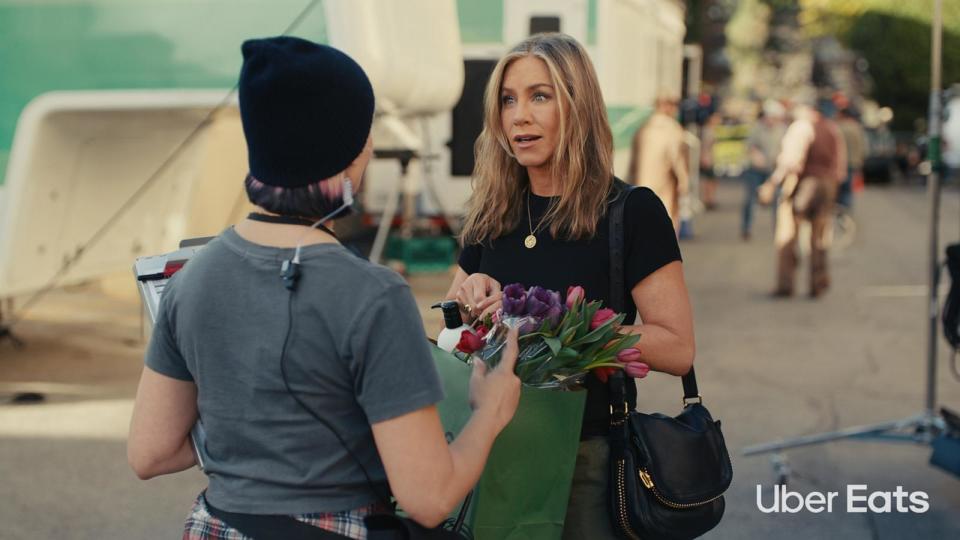 PHOTO: Jennifer Aniston appears in an Uber Eats commercial that will air during the Super Bowl. (Uber Eats)