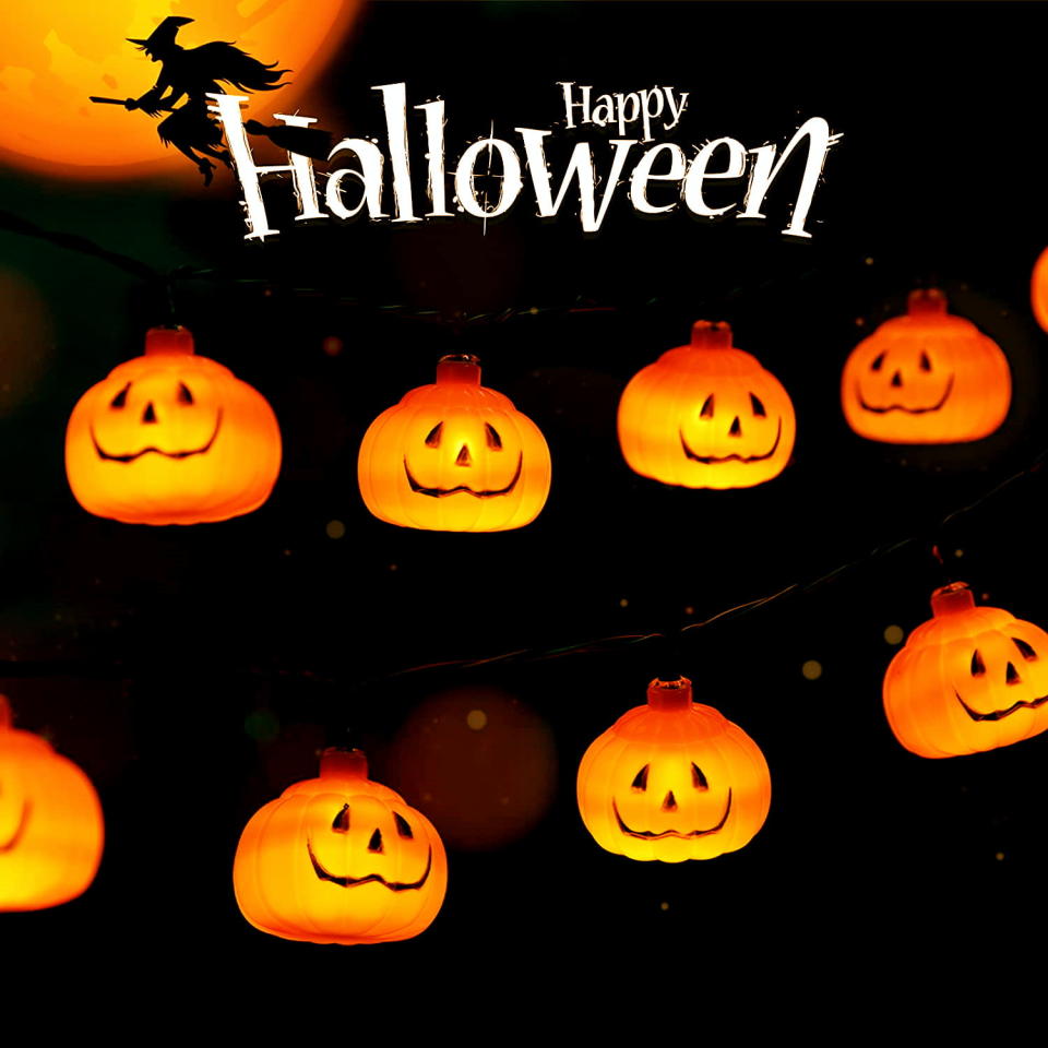 <p><a href="https://go.redirectingat.com?id=74968X1596630&url=https%3A%2F%2Fwww.walmart.com%2Fip%2FJUHEFA-Halloween-String-Lights-20Ft-20-Pumpkins-Battery-Operated-with-2-Modes-for-Halloween-Home-Porch-Party-Holiday-Decorations%2F1774091195&sref=https%3A%2F%2Fwww.thepioneerwoman.com%2Fholidays-celebrations%2Fg44461628%2Fhalloween-lights%2F" rel="nofollow noopener" target="_blank" data-ylk="slk:Shop Now;elm:context_link;itc:0;sec:content-canvas" class="link ">Shop Now</a></p><p>Pumpkin String Lights</p><p>$10.99</p><p>walmart.com</p><span class="copyright">Walmart</span>