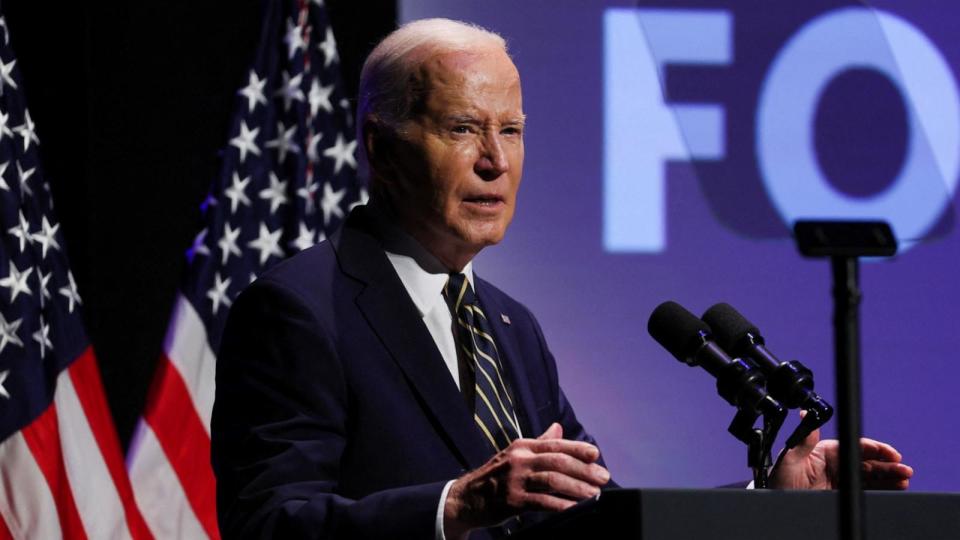 PHOTO: President Joe Biden speaks at the National Museum of African American History and Culture, MAy 17, 2024, in Washington. (Leah Millis/Reuters)