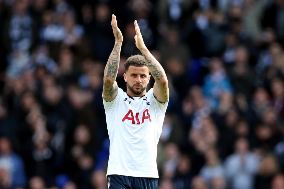 Key player: Kyle Walker, in action against Chelsea at Wembley on Saturday, has caught the eye of both Manchester clubs and Barcelona: Tottenham Hotspur FC via Getty Images