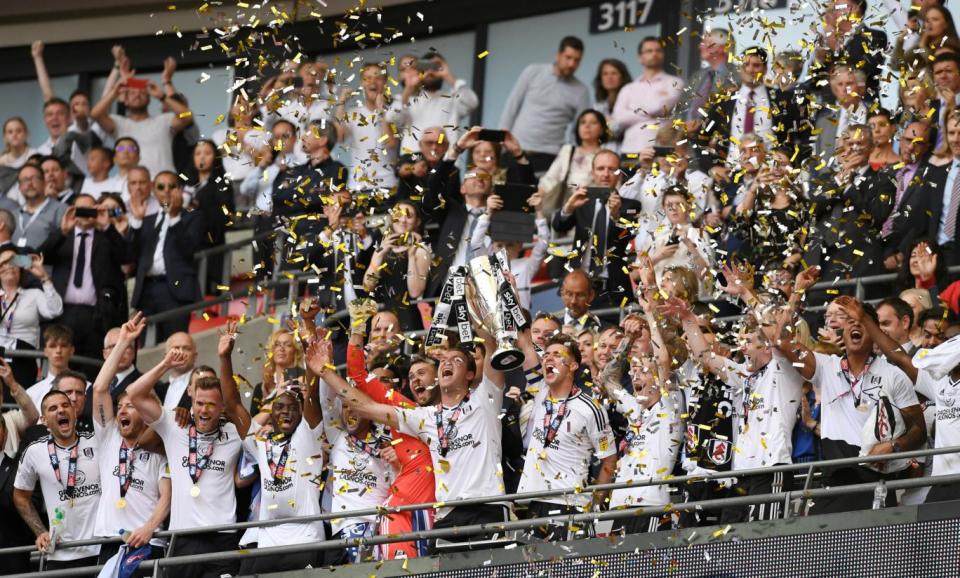 Champagne moment: Fulham celebrate promotion (Action Images via Reuters)