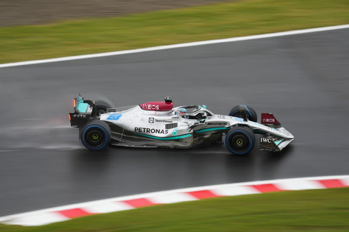 George Russell set the pace as Mercedes went one-two in second practice for the Japanese Grand Prixm(Toru Hanai/AP) (AP)