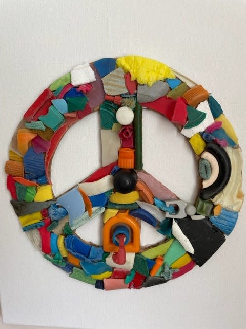 A piece from Suzanne Crosby that was created for the 2022 Art Fair For the Sea using beach trash collected in Bradley Beach.