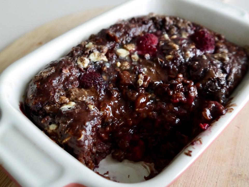 Chocolate brownie batter baked oats