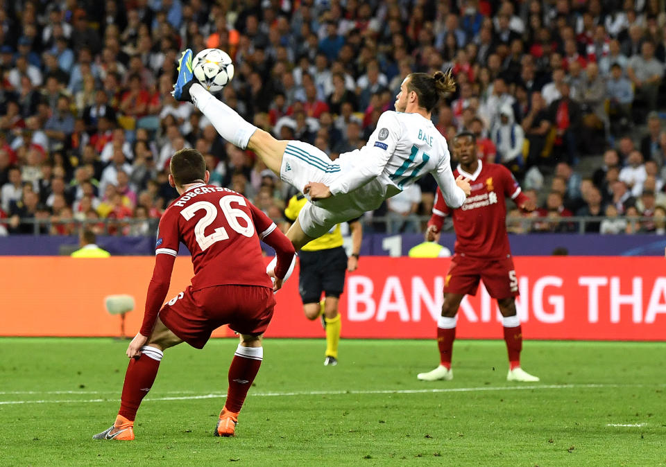 Gareth Bale during the UEFA Champions League Final between Real Madrid and Liverpool at NSC Olimpiyskiy Stadium on May 26, 2018 in Kiev, Ukraine.