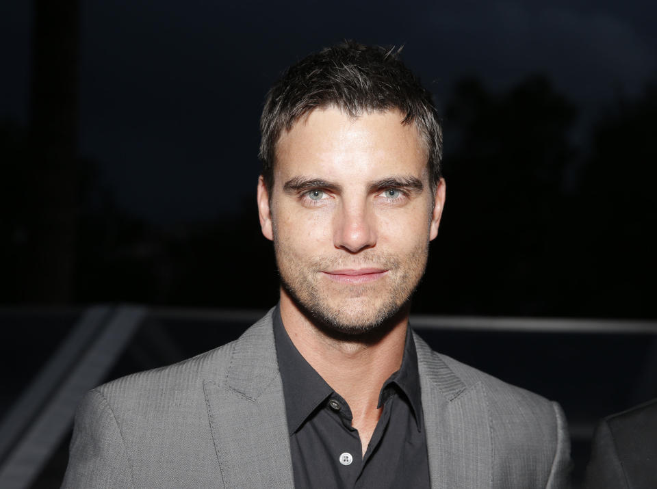 FILE - In this May 17, 2013 file photo, actor Colin Egglesfield attends a benefit held by Mammoth Entertainment and LyonHeartLove Foundation to protect illegally poached African Rhino in Cannes, southern France. Authorities say Egglesfield has been arrested on allegations that he damage property at an Arizona arts festival. Tempe police say the 41-year-old actor known for his roles on "The Client List" and "All My Children" was arrested around 2:30 a.m. Saturday, March 29, 2014, on charges of disorderly conduct and criminal damage. (Photo by Todd Williamson/Invision/AP, file)