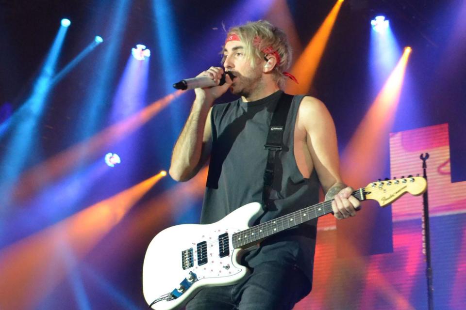 On Stage: Gaskarth performing at Alexandra Palace: Emma Meltonville