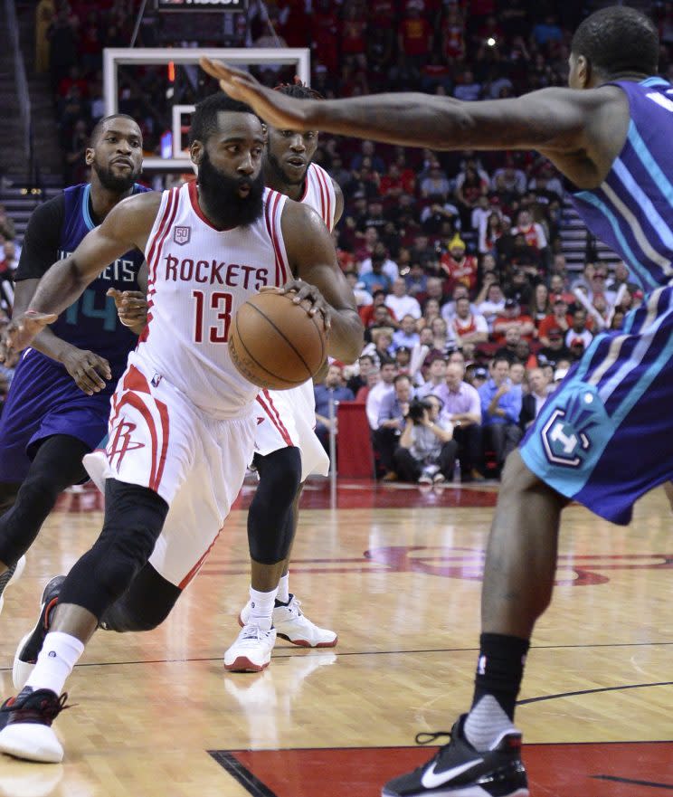 James Harden put up his 11th triple-double of the season on Tuesday. (AP)