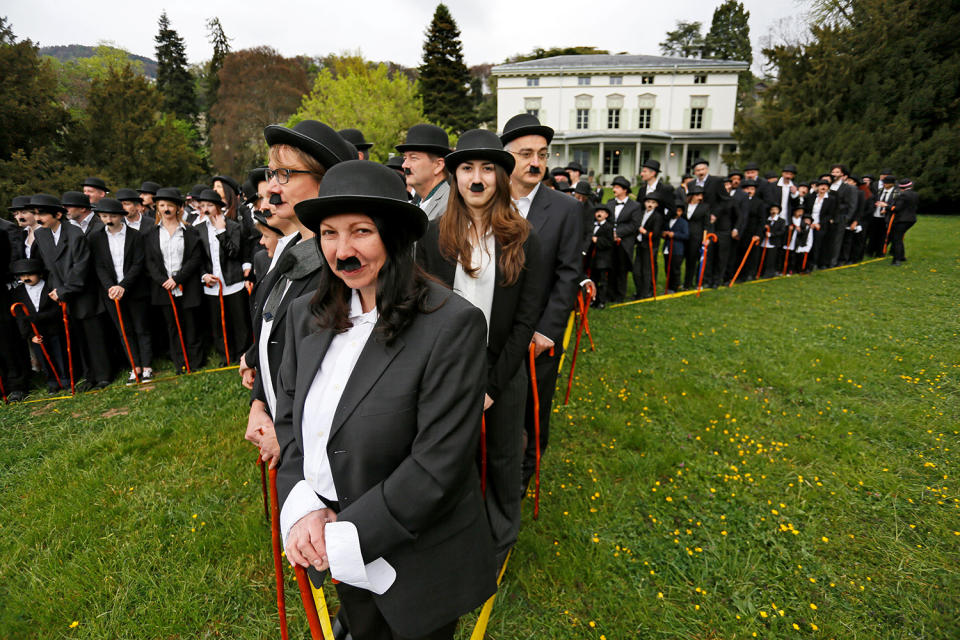 People dressed as Charlie Chaplin