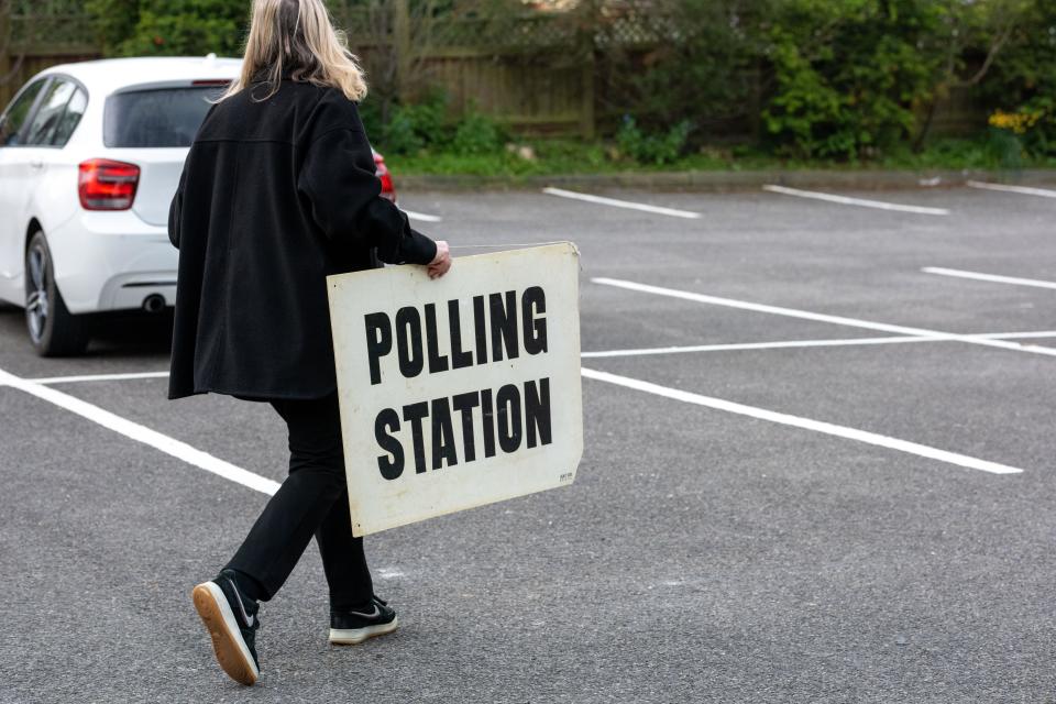 Brentwood, UK. 04th May, 2023. A polling station is preppared ahead of the local elctions in Brentwood Essex Credit: Ian Davidson/Alamy Live News