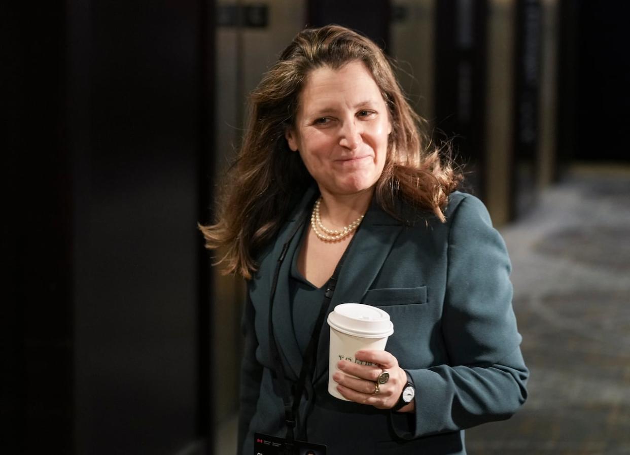 Deputy Prime Minister and Minister of Finance Chrystia Freeland arrives for a federal cabinet retreat in Montreal on Monday, Jan. 22, 2024. (Christinne Muschi/The Canadian Press - image credit)