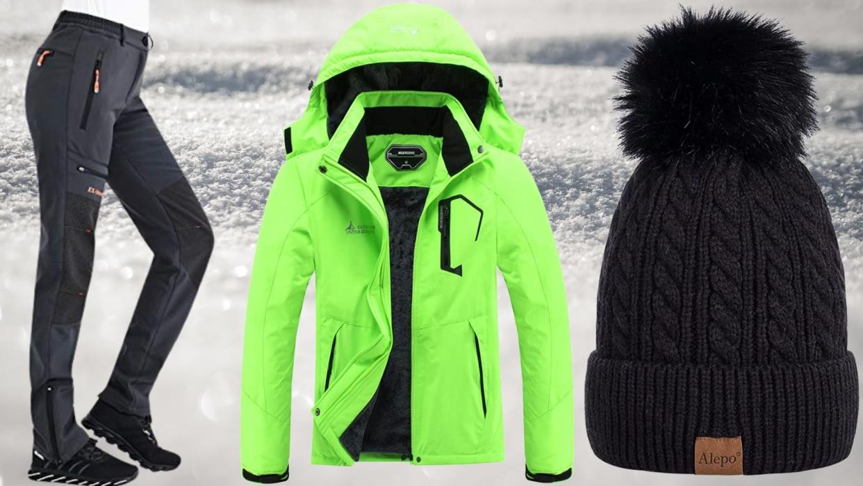 Ski pants, ski jacket, ski hat. (Photo: Amazon)