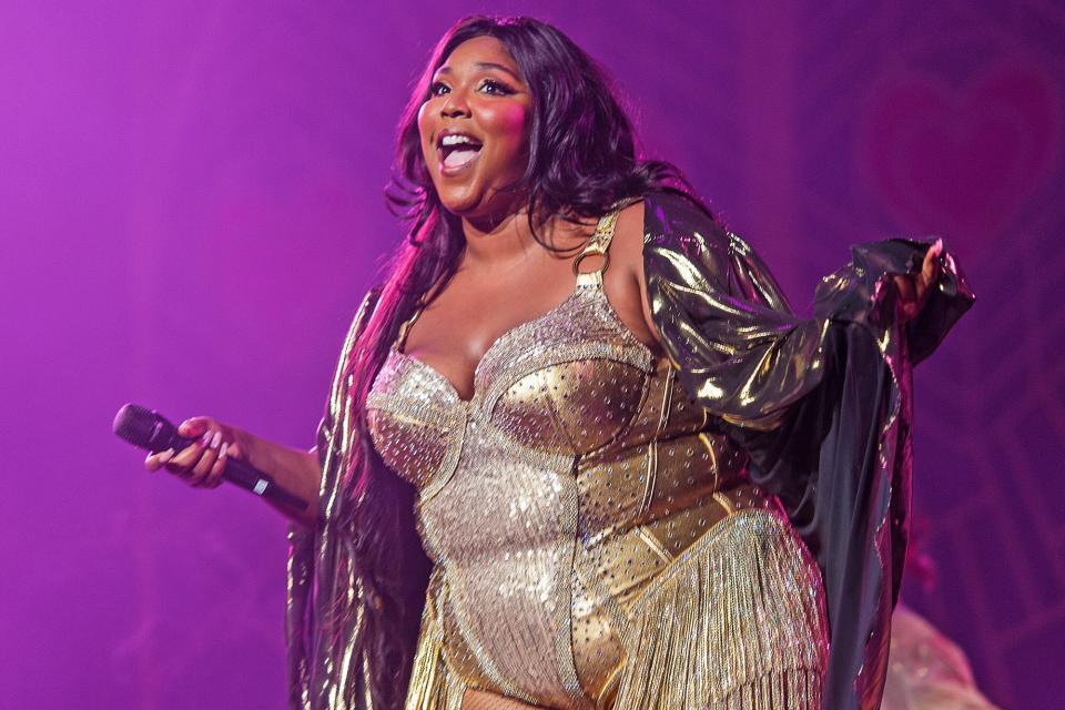 Lizzo performing at Radio City Music Hall