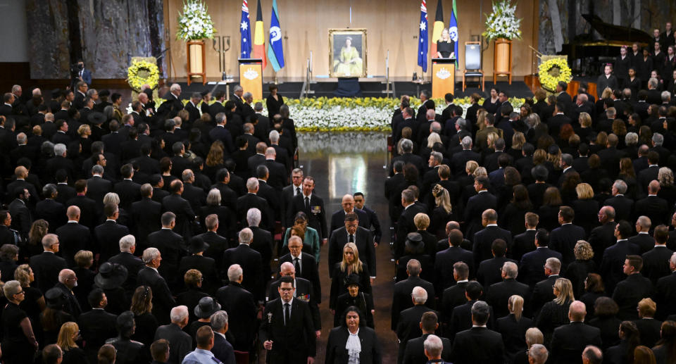 Dozens of people at the memorial service in Canberra to mark the Queen's passing